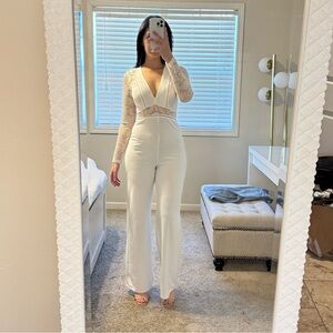 White Lace Sheer Jumpsuit